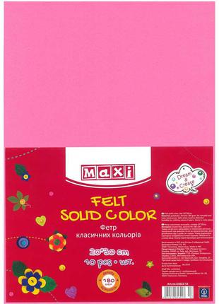 Фетр, 20х30см, 180 г / м2, светло-розовый цвет, MAXI творчеств...