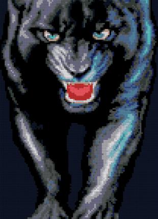 Алмазна вишивка "Чорна пантера" чорна кішка, повна викладка, м...