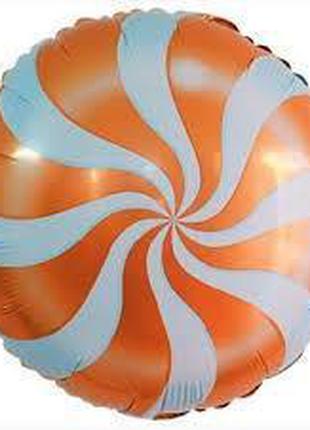 Шарик воздушный фольгированный " Леденец оранжевый " диаметр 4...