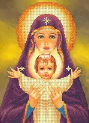 Схема для вышивки бисером " Икона Дева Мария с младенцем" част...