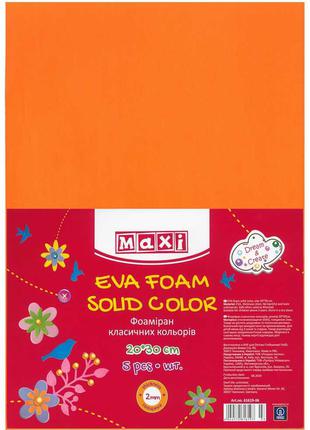 Фоамиран, 20х30 см, 2 мм, оранжевый цвет, MAXI творчество , ру...