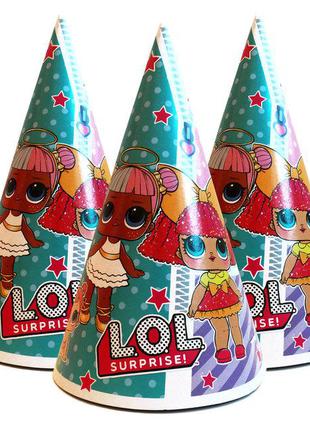 Колпачки праздничные детские № 3 в стиле " Куклы L.O.L. ( ЛОЛ ) "