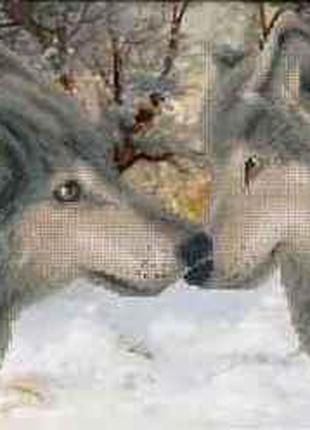 Схема для вышивки бисером " Влюбленная пара волков" частичная ...