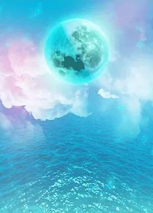 Алмазна вишивка "Голубая луна", море, берег, повна викладка,, ...