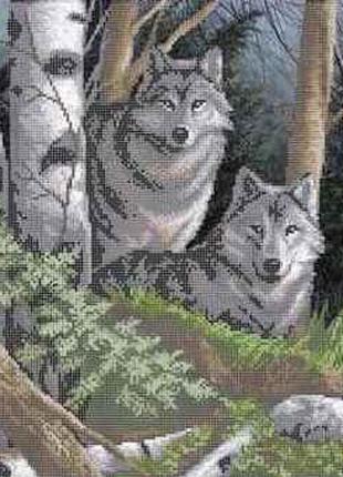 Схема для вышивки бисером " Влюбленная пара волков" частичная ...