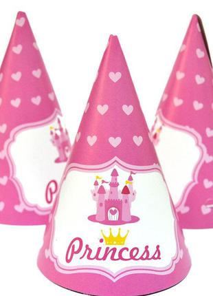 Колпачок праздничный в стиле " PRINCESS ( Принцессы сердечки ) "