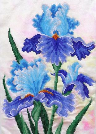 Набор для вышивки бисером "Голубые ирисы" петушки, цветы, деко...