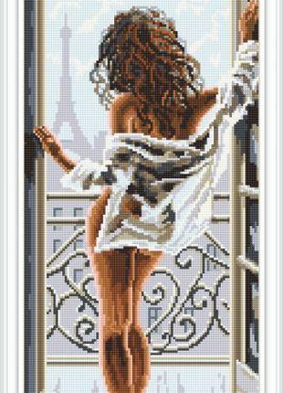 Алмазна вишивка "Сексуальна дівчина" Красива дівчина на балкон...