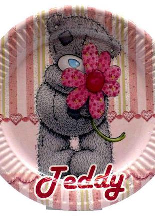 Тарелки розовые для детского Дня Рождения " Мишка Тедди"