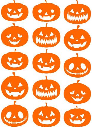 Набор виниловых наклеек - Тыквы на Хэллоуин / Halloween Pumpki...