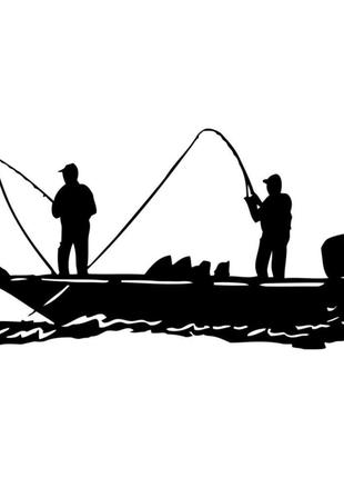 Виниловая наклейка на автомобиль - Рыбаки на лодке