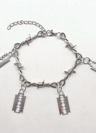 Модный браслет лезвия для бритвы колючая проволока в стиле хип...