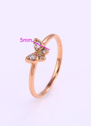 Нежное женское кольцо Бабочка ювелирная бижутерия 18k Размер 17