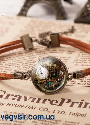 Браслет Steampunk стимпанк с часами часы амулет оберег талисман