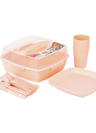 Посуда для пикника на 6 персон 32 предмета розовый SP-180 "Ira...