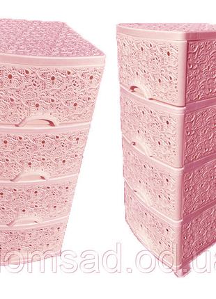 Комод пластиковый ажурный Ефе (Efe) Люкс, розовый. 90х38х46. 4...