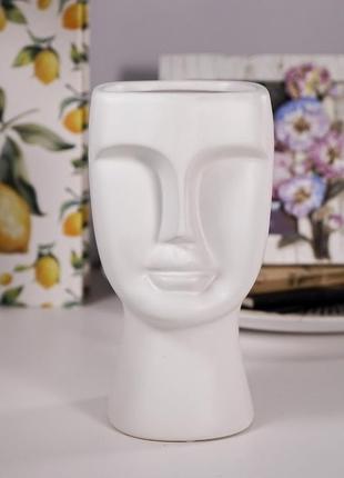 Керамическая ваза в форме лица "Образ" 20 см. белая