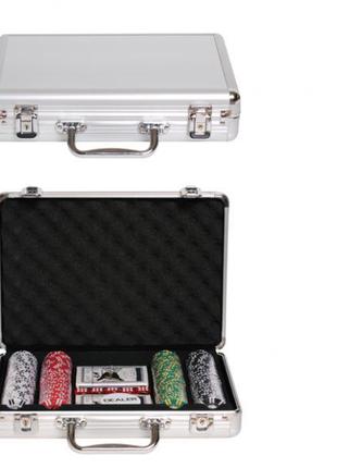 Набор для покера в алюминиевом кейсе 200 фишек с номиналом | п...
