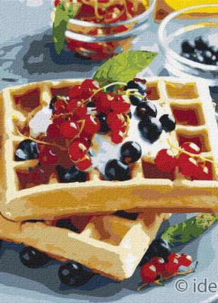 Картина по номерам Бельгийские вафли с ягодами Идейка 30 х 30 ...