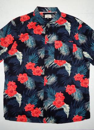 Рубашка  гавайская george casual cotton темная гавайка (xl)