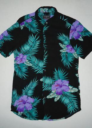 Рубашка гавайская primark slim fit viscose гавайка размер (m)