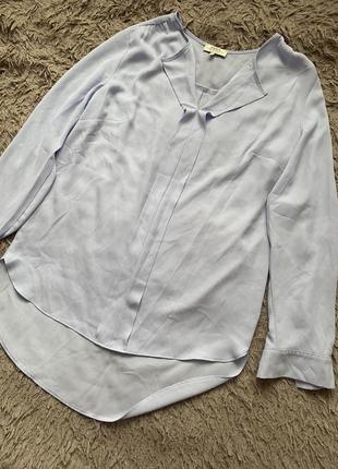 Шифоновая небесно голубая блуза базовая сорочка рубашка