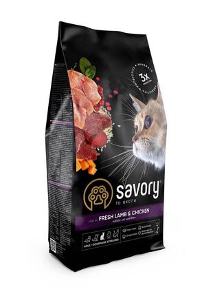 Сухой корм для стерилизованных котов Savory 8 кг (ягненок и ку...