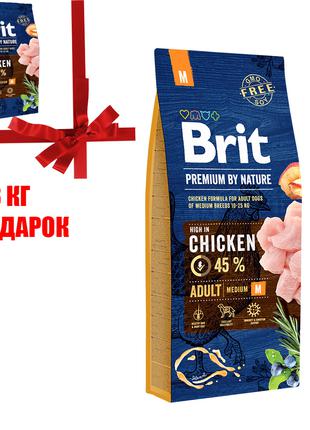 Корм для собак Brit Premium Dog Adult M 15+3 кг