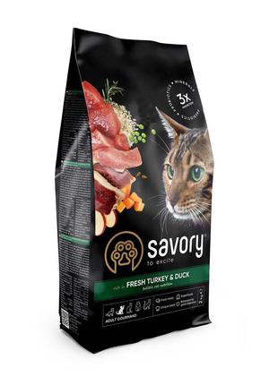 Сухой корм для взрослых капризных кошек Savory 8 кг (индейка и...