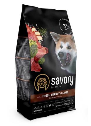 Сухой корм для собак крупных пород Savory 3 кг (индейка и ягне...
