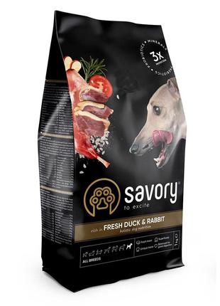 Сухой корм для собак всех пород Savory 12 кг (кролик и утка)