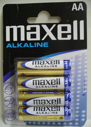 Батарейка Maxell LR6, AA Alkaline, цена за блистер (4 штуки)