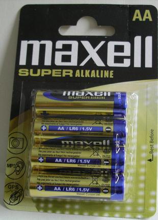 Батарейка MAXELL SUPER ALKALINE, 1.5V, AA, LR6 алкалиновая, це...