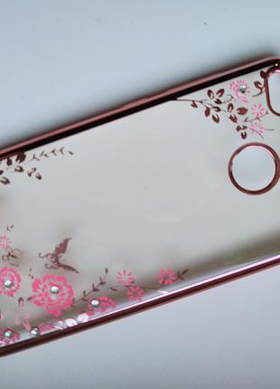 Чехол силиконовый со стразами Xiaomi Redmi 3s цвет розовый, зо...