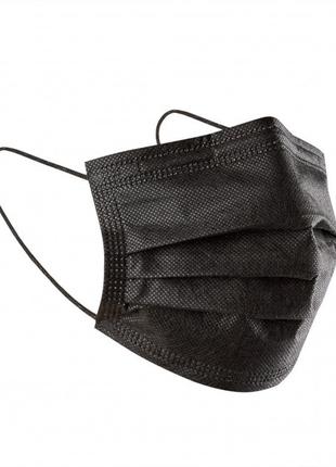 Медицинская черная маска 10 шт для лица с фиксатором для носа