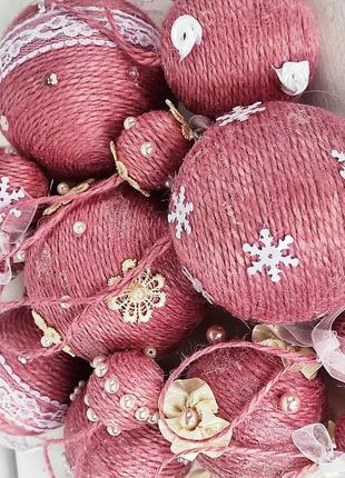 Шары на елку набор из 13 шт розовые шары на елку
