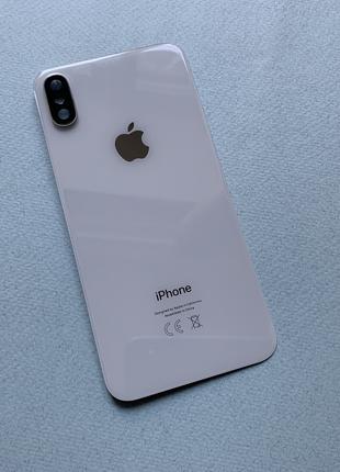 Apple iPhone Xs задняя крышка на замену Silver со стеклом камеры