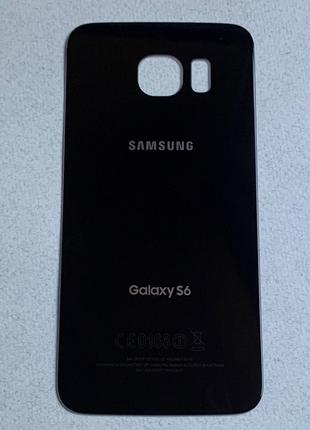 Samsung Galaxy S6 Black Sapphire чёрная задняя крышка стеклянн...