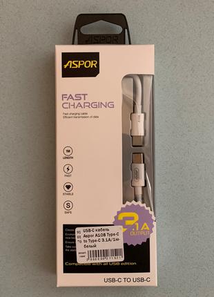 USB Type C - USB Type C ASPOR A108 FAST Charging белый кабель ...