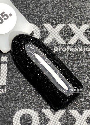 Гель-лак Oxxi 205 (чорний зі сріблястими блискітками), 10 мл