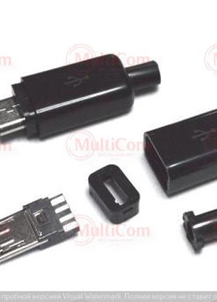 01-08-071BK. Штекер micro USB 5pin под кабель, корпус бакелит,...