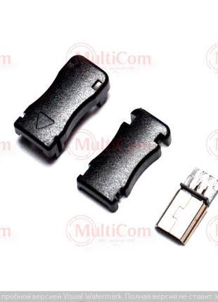 01-08-062. Штекер mini USB 5pin под кабель, разборной, черный