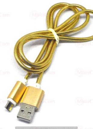 05-09-074GD. Шнур USB штекер А - штекер miсro USB, металическа...