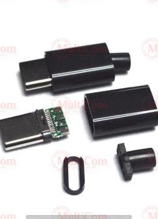 01-08-081BK. Штекер USB type C, под пайку, разборной, бакелит,...