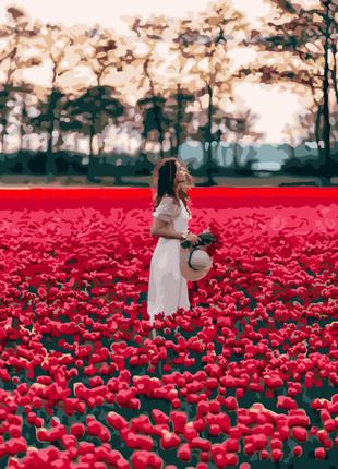 Картины по номерам Девушка в поле тюльпанов