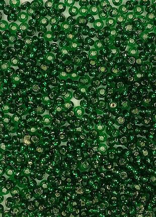 Бисер Ярна размер 10мм цвет 53 темно зеленый серебро 50г