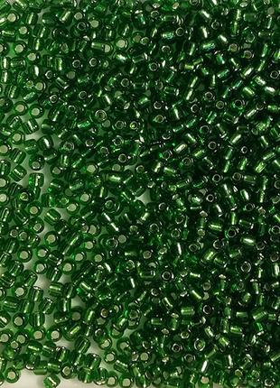 Бисер Ярна размер 10мм цвет 55 зеленый серебро 50г