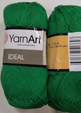 Пряжа Идеал (Ideal) Yarn Art цвет 227 зеленый, 1 моток 50г