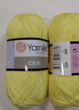 Пряжа Идеал (Ideal) Yarn Art цвет 224 желтый, 1 моток 50г