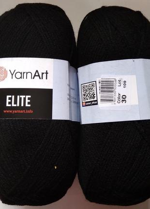 Пряжа Еліт (Elite) Yarn Art, колір чорний 30, 1 моток 100г